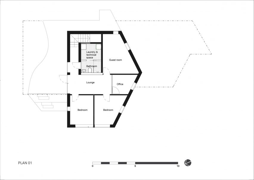 Lower floor plan of House Dokka in Norway
