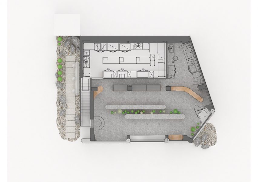 Plan drawing of bakery and cafe renovation by Sukchulmok in Seoul