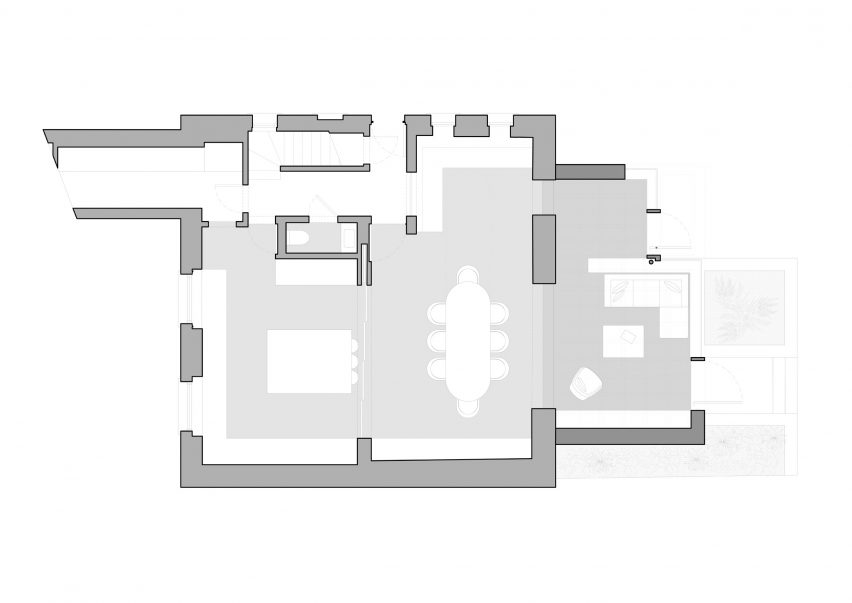 Lower ground floor plan of a London home by Will Gamble Architects