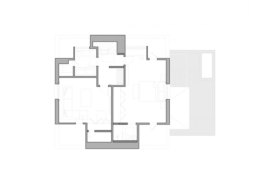 Second floor plan of a London home by Will Gamble Architects