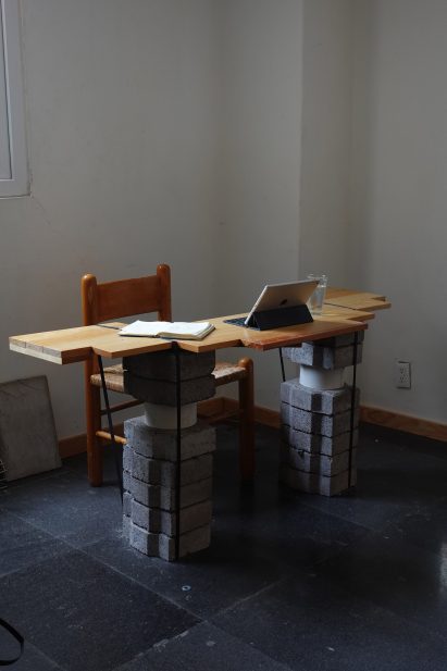 Table with paving stones for legs
