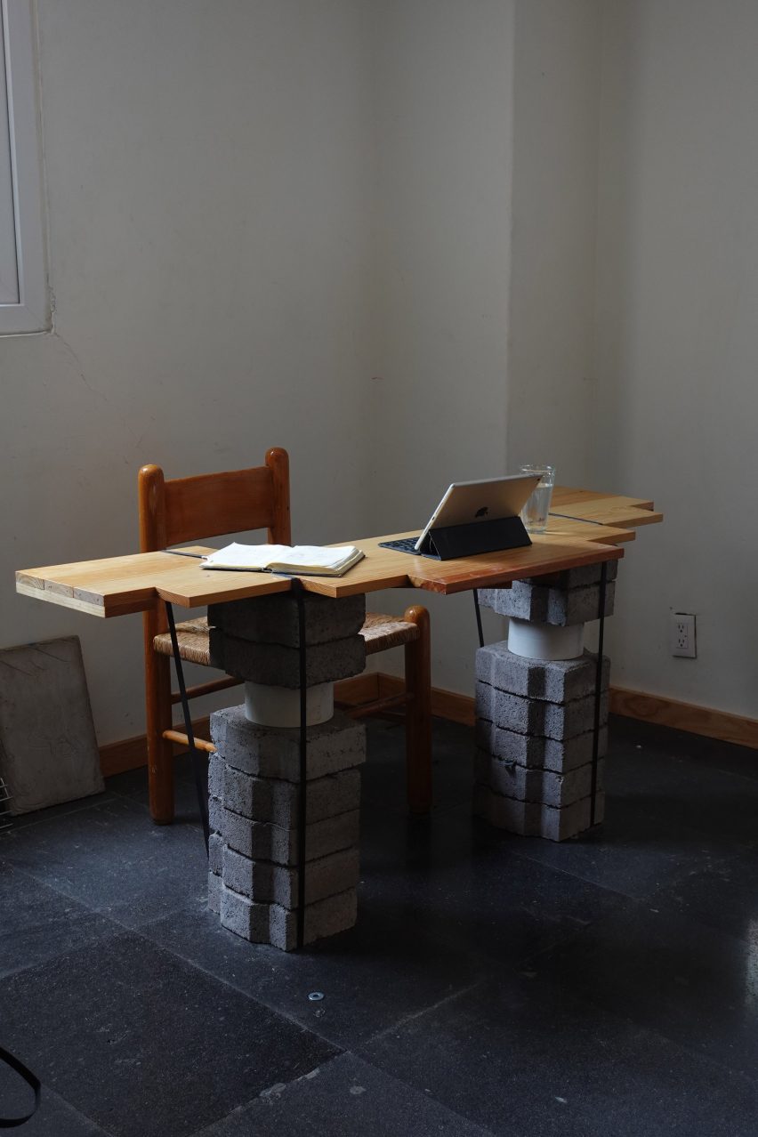 Table with paving stones for legs