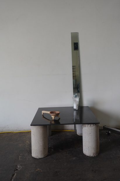 Table with reclaimed concrete legs