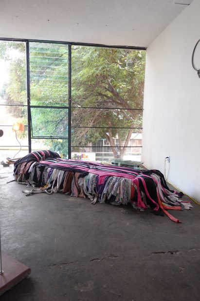 Divan made from scrap clothing