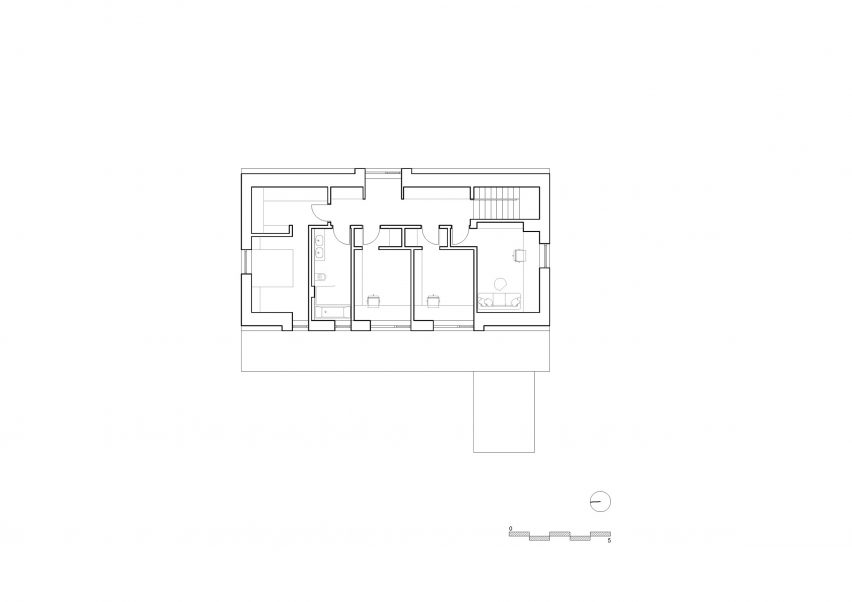 First floor plan of Family House Dolní Malá Úpa by Mar.s Architects