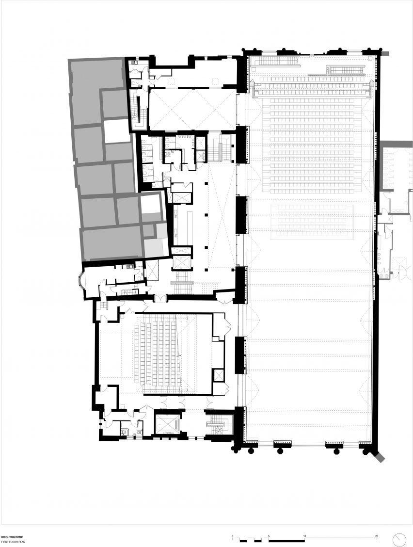 First floor plan at Brighton Dome Corn Exchange and Theatre refurbishment by FCBS