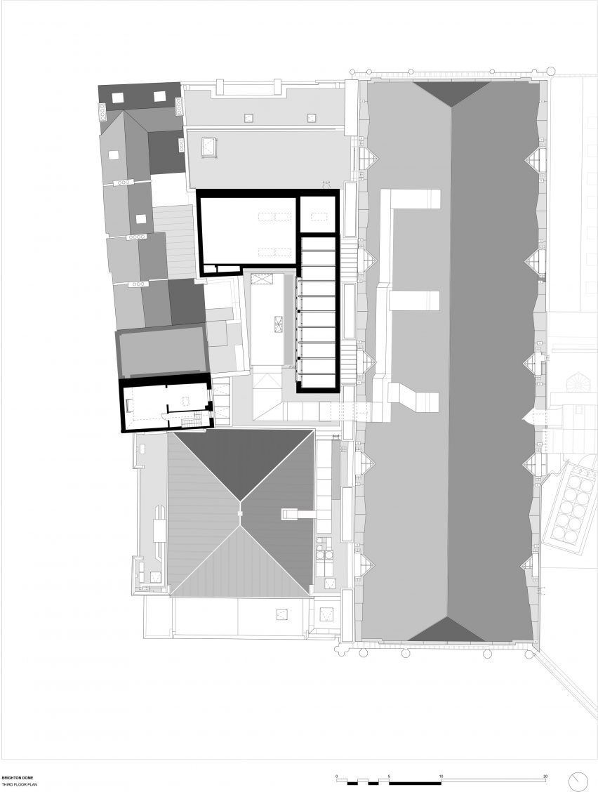 Third floor plan at Brighton Dome Corn Exchange and Theatre refurbishment by FCBS