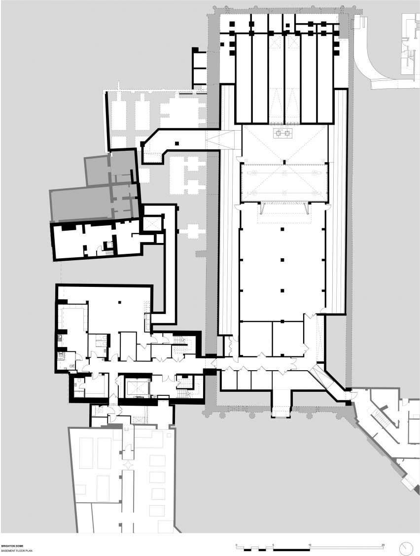 Basement plan at Brighton Dome Corn Exchange and Theatre refurbishment by FCBS