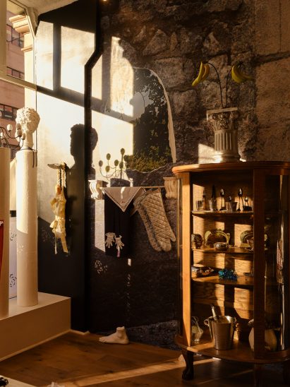 Evening light shining through the Gohar World store window