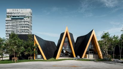 Rear elevation of Harudot cafe by IDIN Architects