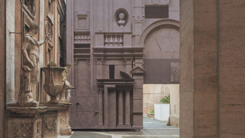 Construction site temporary facade in Rome by ROBOCOOP