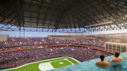 Baseball stadium with an infinity pool in South Korea by DLA+