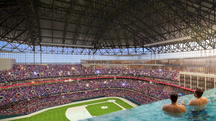Baseball stadium with an infinity pool by DLA+
