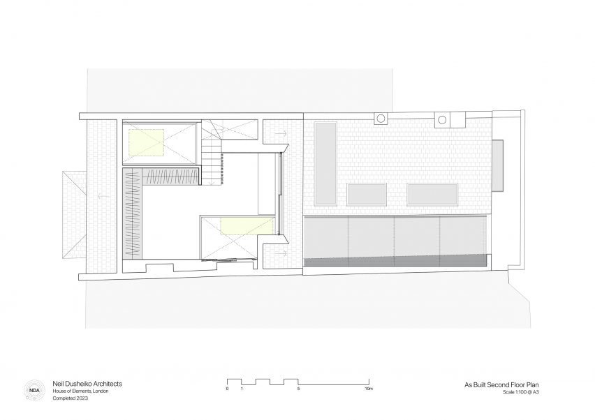Second floor plan of House of the Elements by Neil Dusheiko Architects