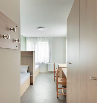 Bedroom interior of student accommodation in Agen, France
