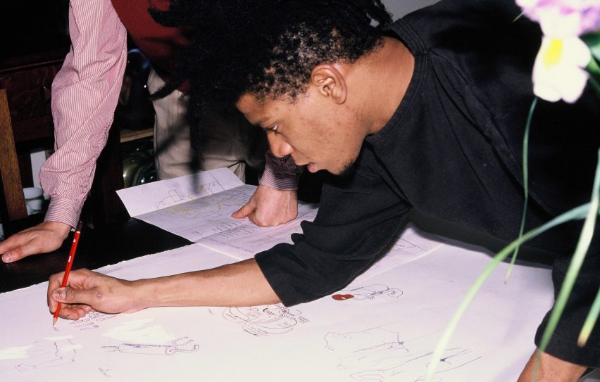 Jean-Michael Basquiat sketching