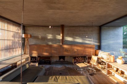 Living space with sunken seating area