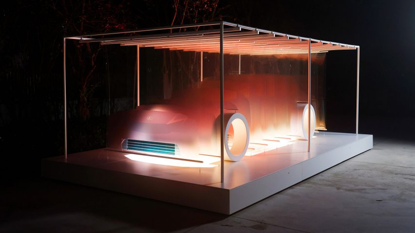 car with lights at night