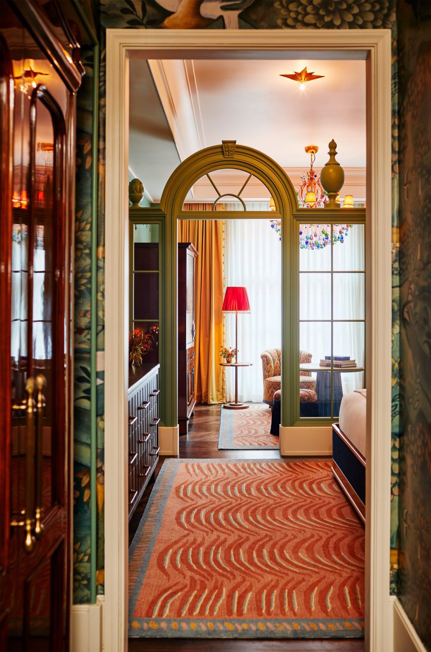 colour and pattern used throughout hotel room