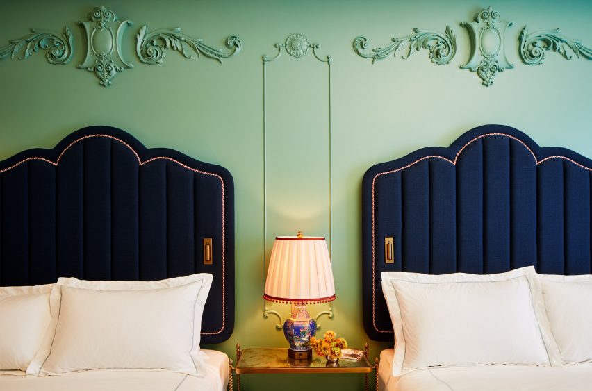 Blue bedheads and classical wall fiztures