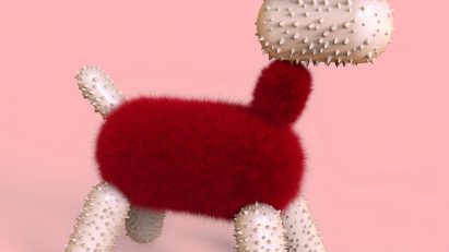 a spiny toy dog designed by Nahid Shirzadkhan, Master of Design in Industrial Design student at University of Illinois Chicago