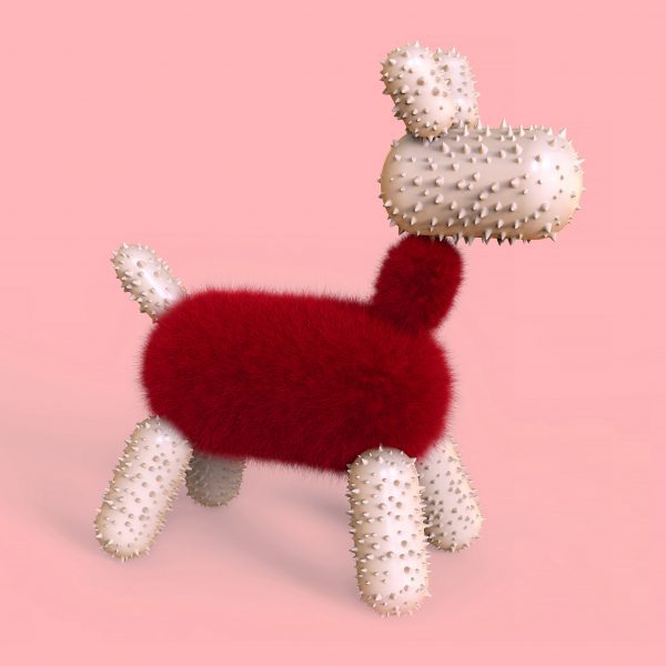 a spiny toy dog designed by Nahid Shirzadkhan, Master of Design in Industrial Design student at University of Illinois Chicago