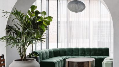 Office interiors with arched windows