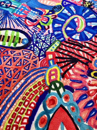 Close-up detail of LinesLinesLines rugs by Alf Bärbel Wit for Moooi