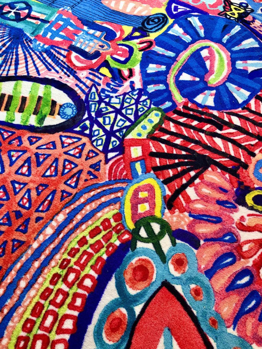 Close-up detail of LinesLinesLines rugs by Alf Bärbel Wit for Moooi