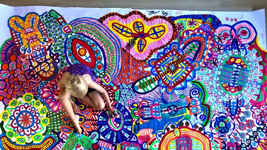 Alf Bärbel Wit painting designs for his Moooi rugs