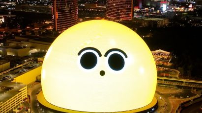 MSG Sphere in Las Vegas bearing an emoji