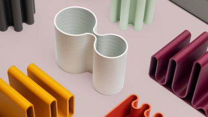 Items from the bFRIENDS collection of 3D-printed desk accessories