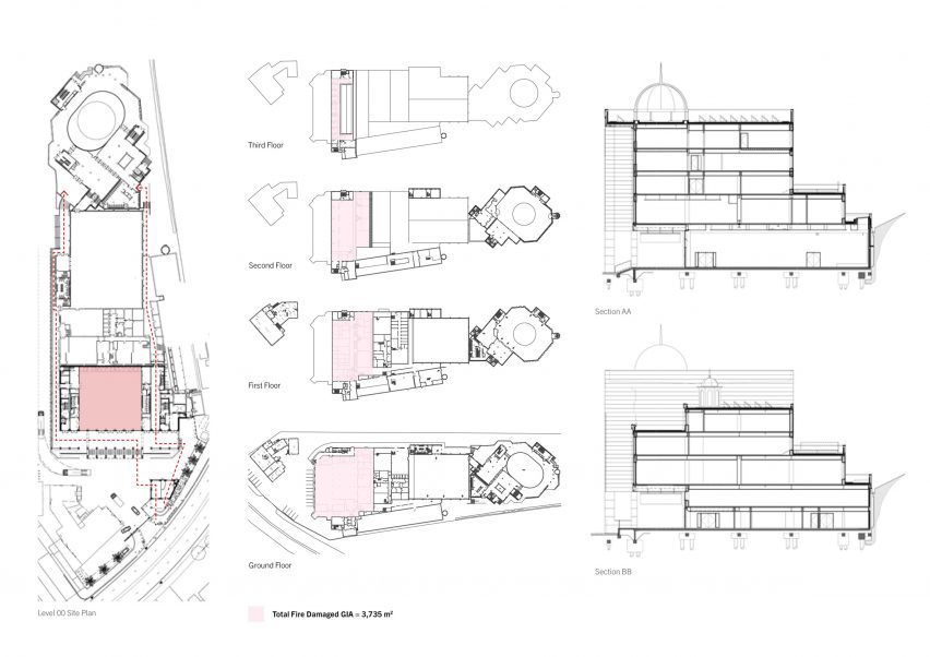 Plan drawing of Baitul Futuh Mosque complex by John McAslan