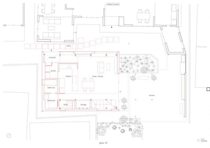 Plans for Father & Son House by Unemori Architects