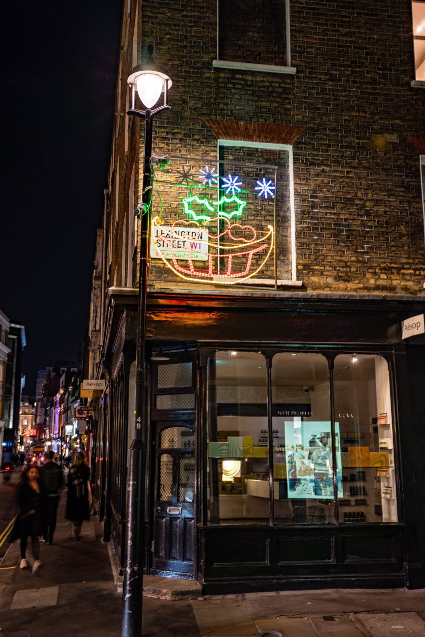 The Soho Kids Xmas Lights 2023 displays designs by students at Soho Parish Primary school