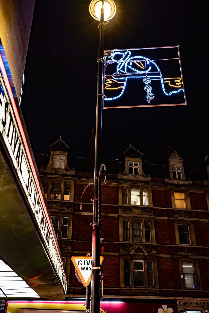 The Soho Kids Xmas Lights 2023 displays designs by students at Soho Parish Primary school