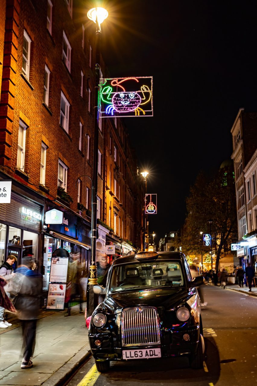 The Soho Kids Xmas Lights 2023 displays designs by students at Soho Parish Primary school