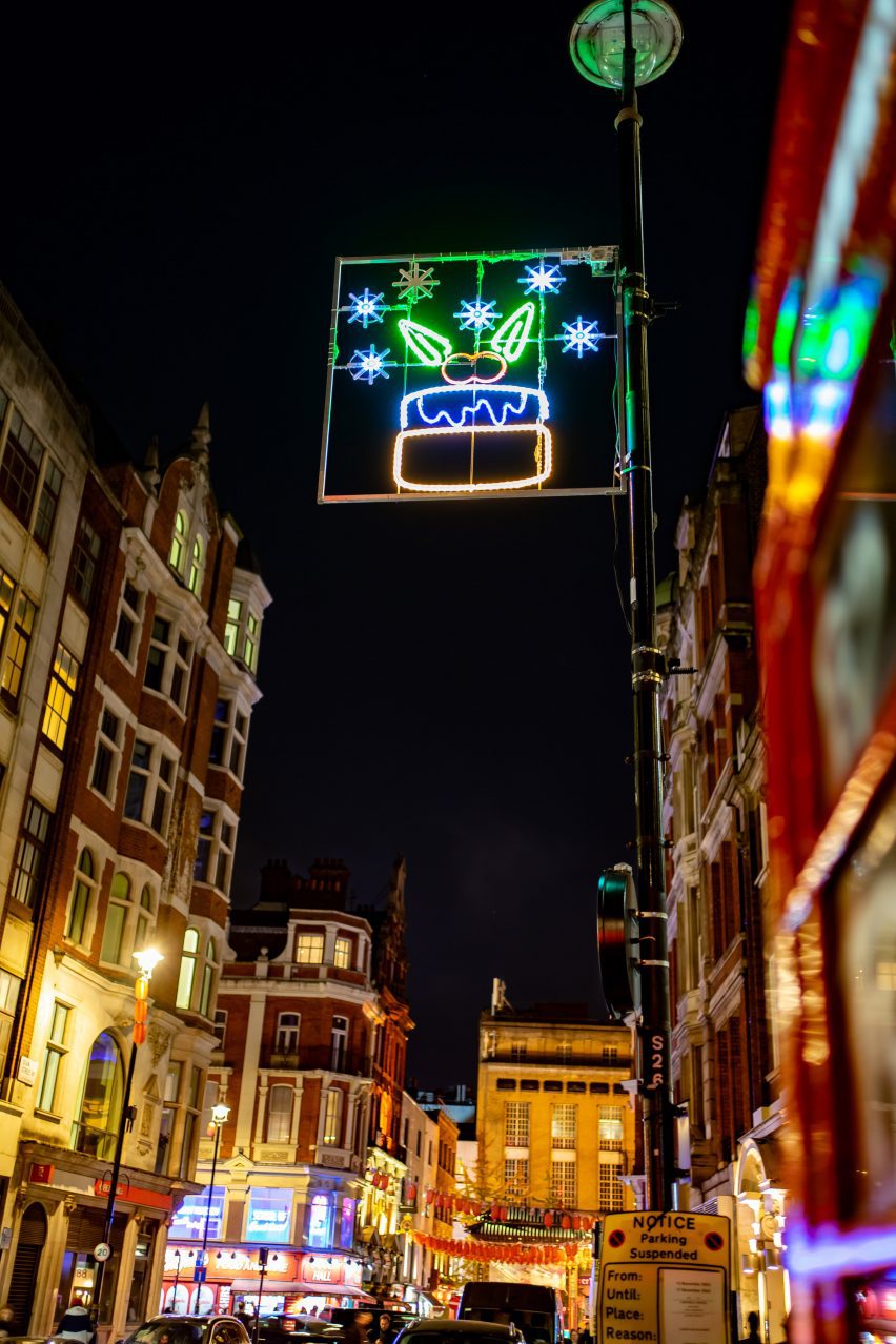 The Soho Kids Xmas Lights 2023 displays designs by students at Soho Parish Primary school