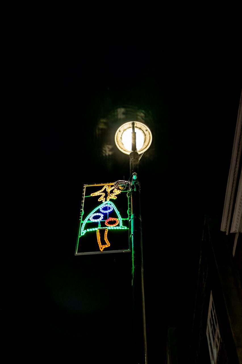 The Soho Kids Xmas Lights 2023 displays designs by students at Soho Parish Primary school