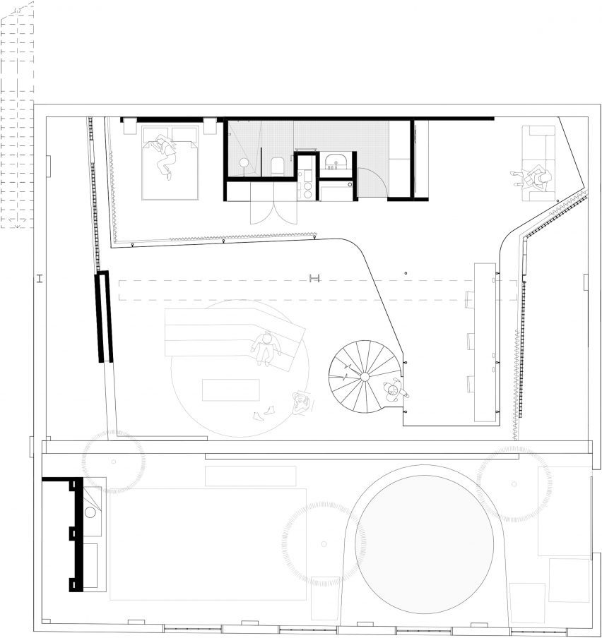 Mezzanine plan Weeties Warehouse by Space Agency Architects