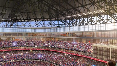 Baseball stadium with an infinity pool by DLA+