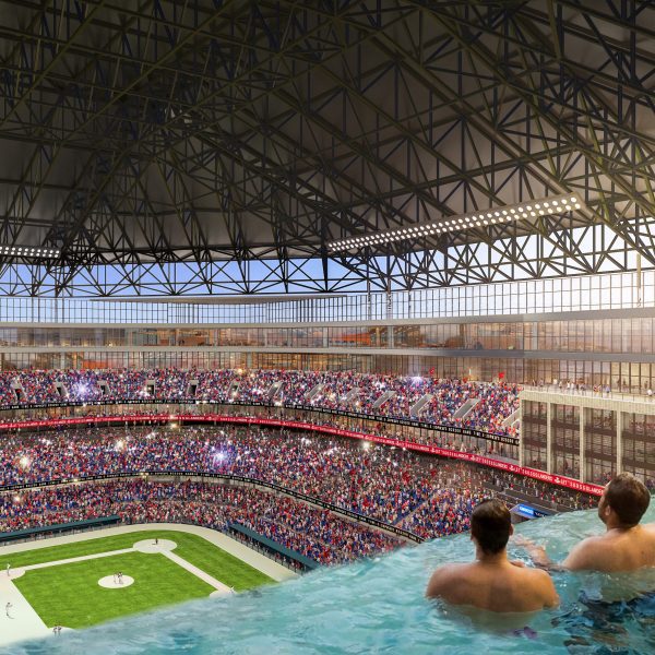 Baseball stadium with an infinity pool by DLA+