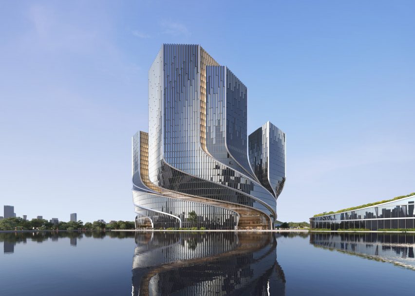 Render of Tencent Helix by Büro Ole Scheeren