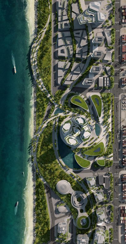 Render of Tencent Helix by Büro Ole Scheeren