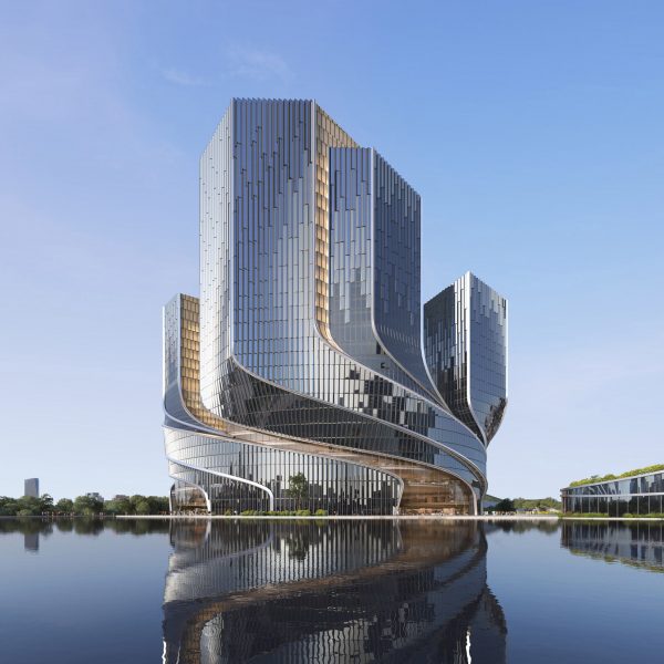 Render of Tencent Helix by Büro Ole Scheeren