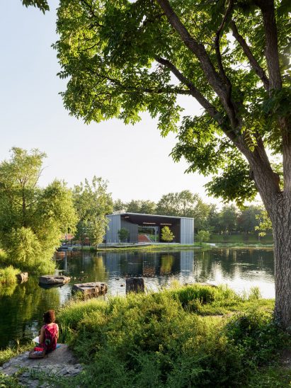Trees framing open-air theatre