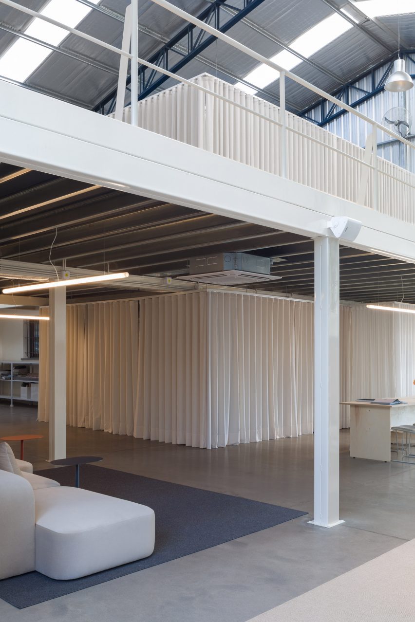 curtains in warehouse