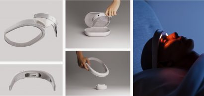 Collage of images of headwear that soothes the eyes