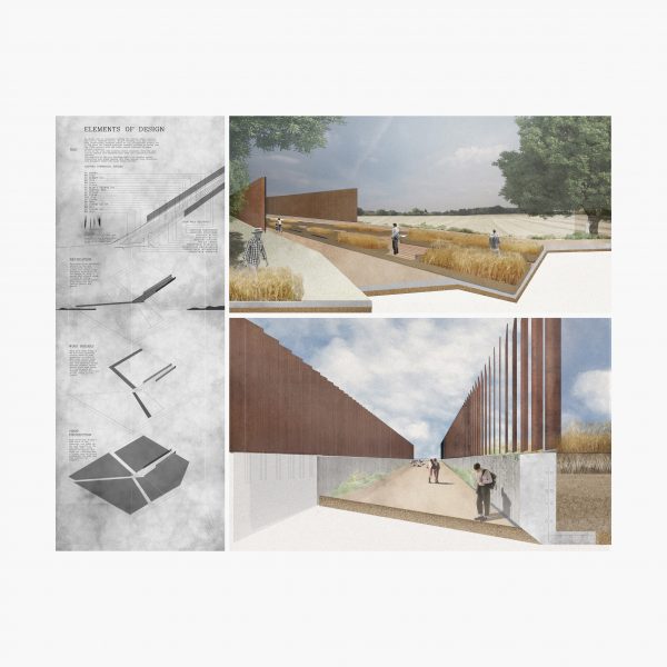 Visualisations and diagrams showing structures in a rural area