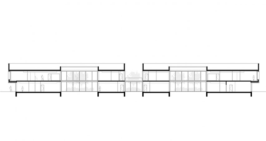 Section of EAM Assisted Living Facility in Paris by Vallet de Martinis Architectes